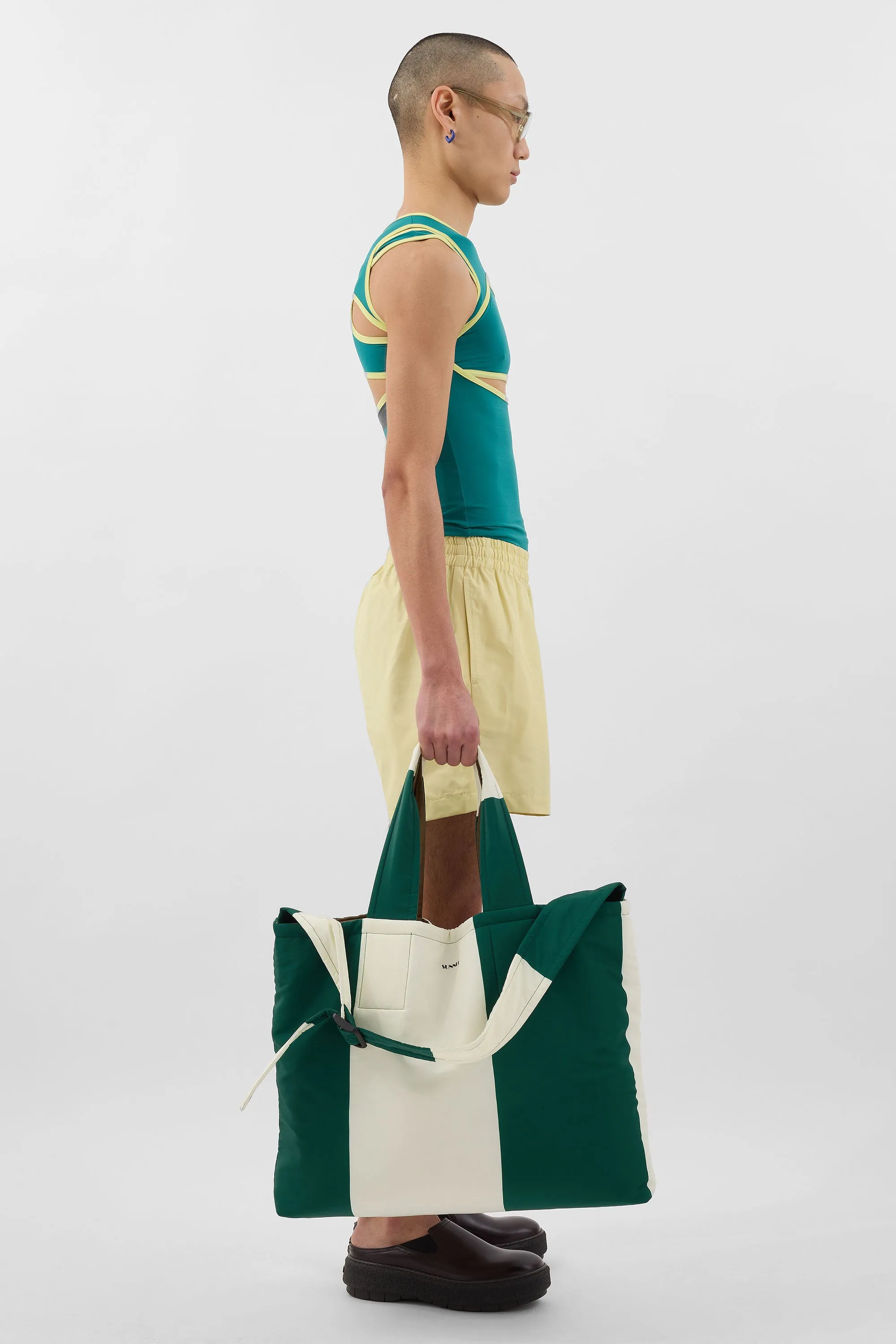 EVERYDAY REVERSIBLE BAG / off white, green & beige
