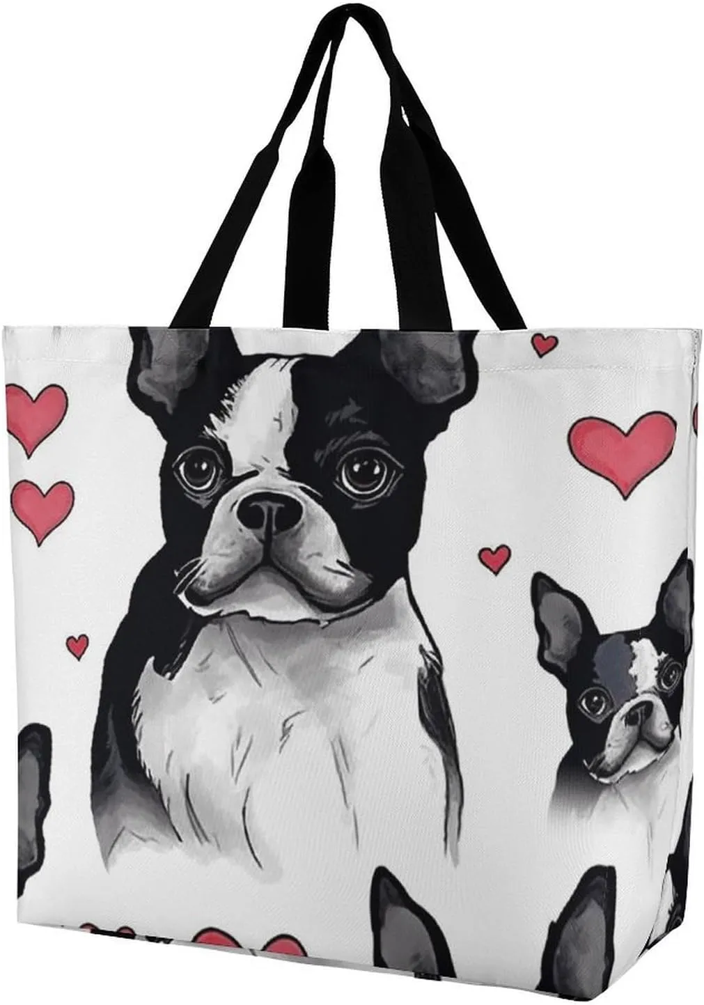 Flamingo Love Flowers Tote Bag for Women Reusable Grocery Shoulder Bag Shopping Bags for Travel, Groceries