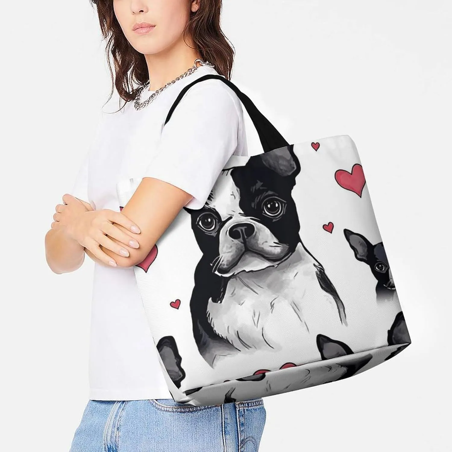 Flamingo Love Flowers Tote Bag for Women Reusable Grocery Shoulder Bag Shopping Bags for Travel, Groceries