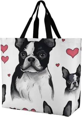 Flamingo Love Flowers Tote Bag for Women Reusable Grocery Shoulder Bag Shopping Bags for Travel, Groceries