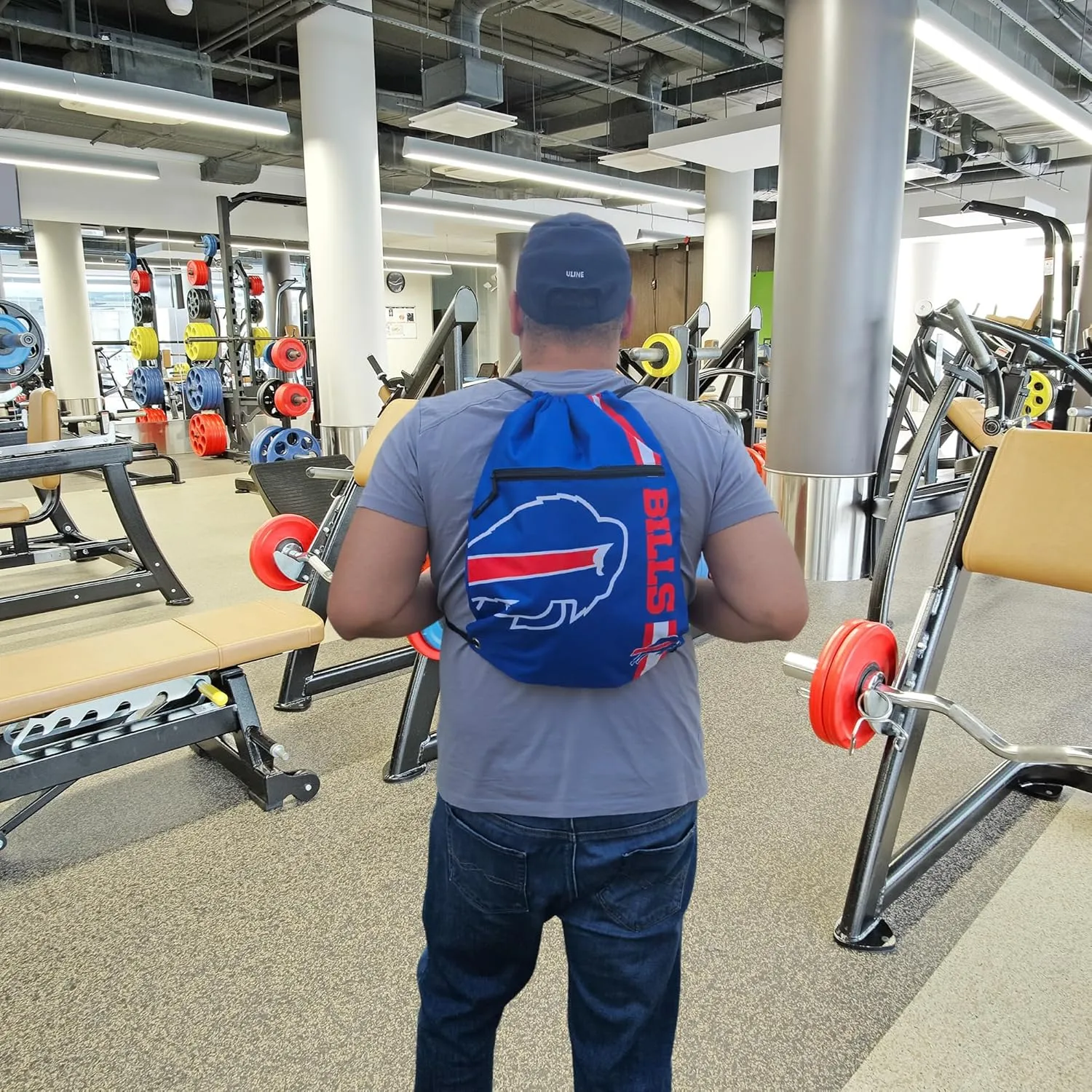 FOCO Buffalo Bills Big Logo Drawstring Backpack with Zippered Pocket  Limited Edition Bills Bag  NFL Gear  Show Your Team Spirit with Officially Licensed Baltimore Ravens Fan Gear