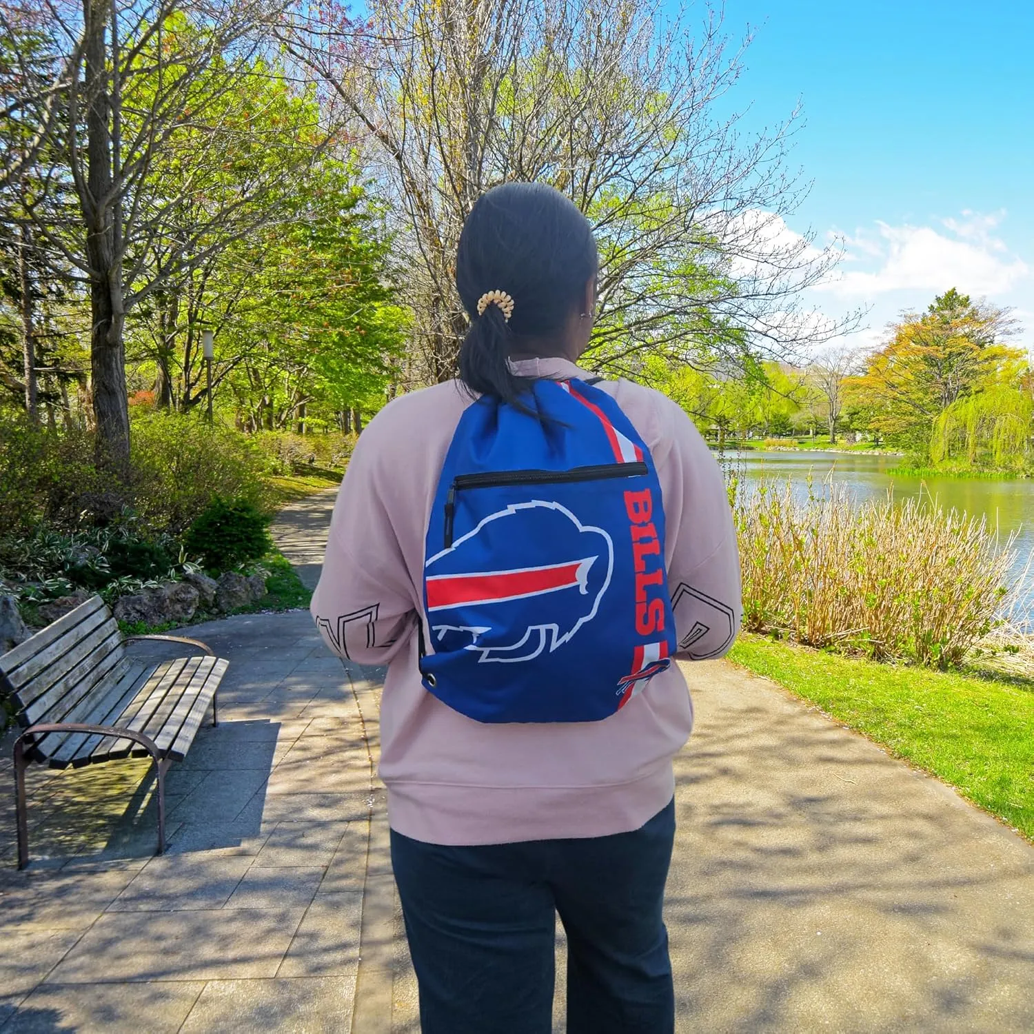 FOCO Buffalo Bills Big Logo Drawstring Backpack with Zippered Pocket  Limited Edition Bills Bag  NFL Gear  Show Your Team Spirit with Officially Licensed Baltimore Ravens Fan Gear