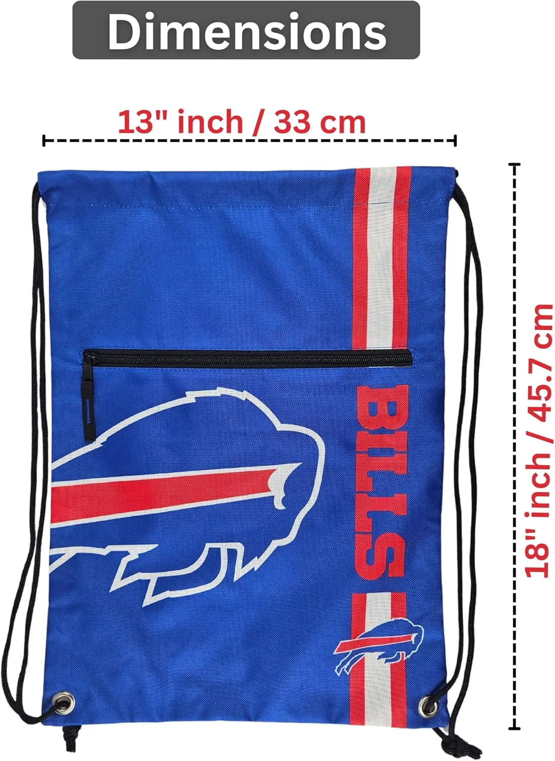 FOCO Buffalo Bills Big Logo Drawstring Backpack with Zippered Pocket  Limited Edition Bills Bag  NFL Gear  Show Your Team Spirit with Officially Licensed Baltimore Ravens Fan Gear