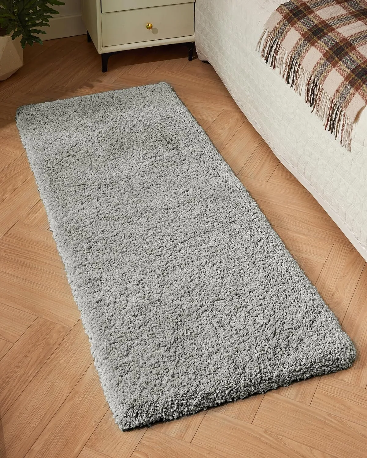 Gray Bathroom Runner Rug 24x70 Non Slip Fluffy Long Bath Mat for Bathroom Floor Washable Plush Luxury Bath Rug for Tub Absorbent Shower Sink Mat Bedside Rug
