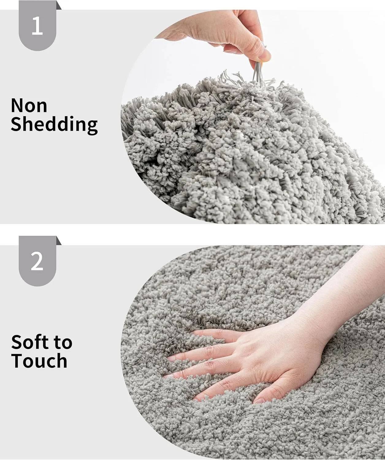 Gray Bathroom Runner Rug 24x70 Non Slip Fluffy Long Bath Mat for Bathroom Floor Washable Plush Luxury Bath Rug for Tub Absorbent Shower Sink Mat Bedside Rug