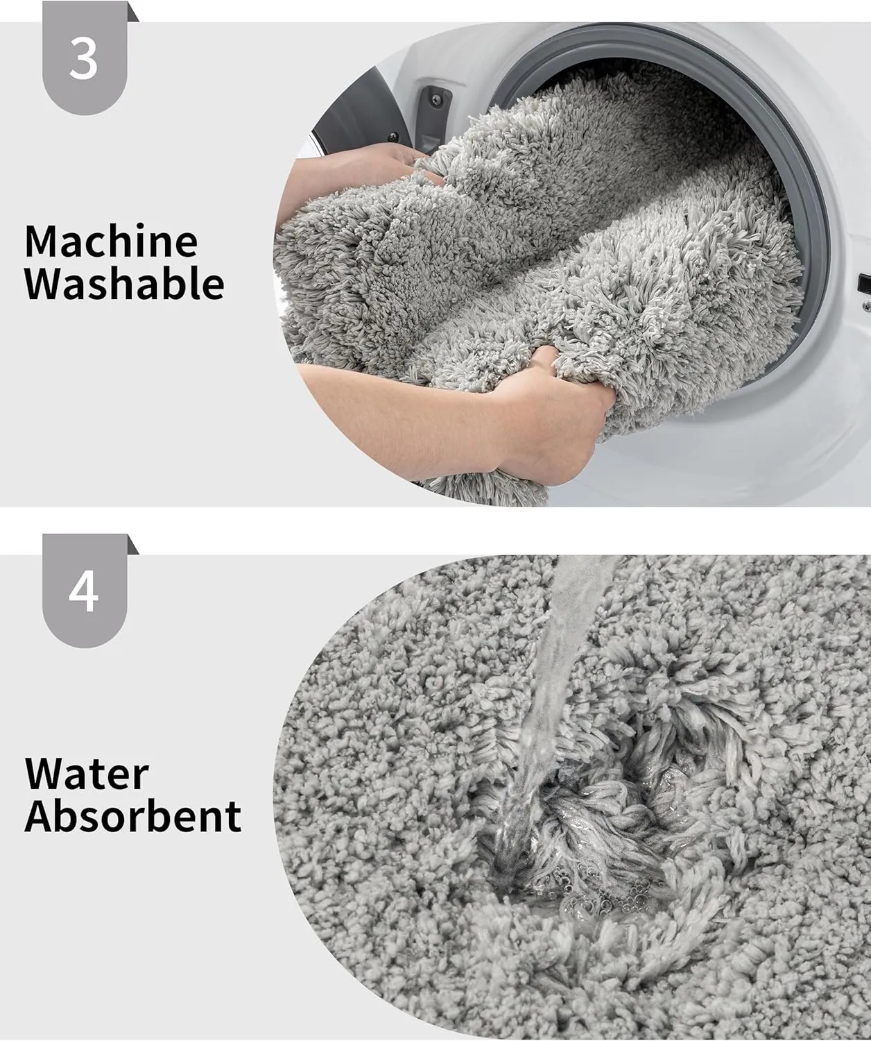 Gray Bathroom Runner Rug 24x70 Non Slip Fluffy Long Bath Mat for Bathroom Floor Washable Plush Luxury Bath Rug for Tub Absorbent Shower Sink Mat Bedside Rug