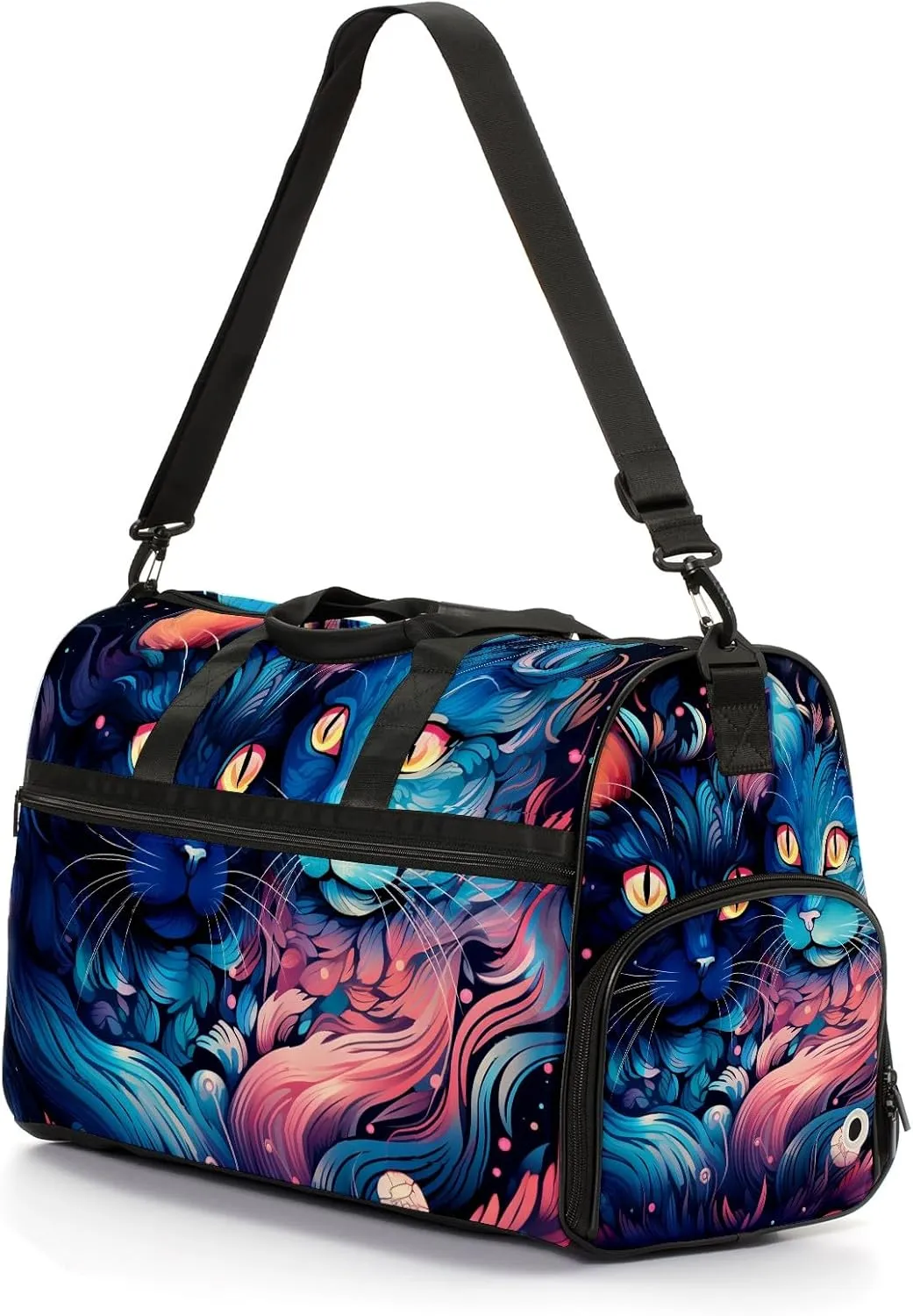 Gym Bag for Women, Carry on Weekender Overnight Bag, Travel Duffel Bags, Personal Item Travel Bag Tote Bag Workout Dance Bag, Cat - 30