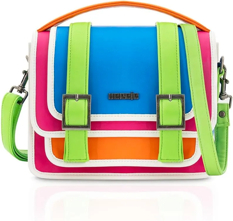 Hereje Multi-Colored Crossbody Purse for Women  Colorful Handbag with Detachable Shoulder Strap  Unique Orange & Pink Purses  Spring Summer 2025 Collection-neon pink top handle handbag