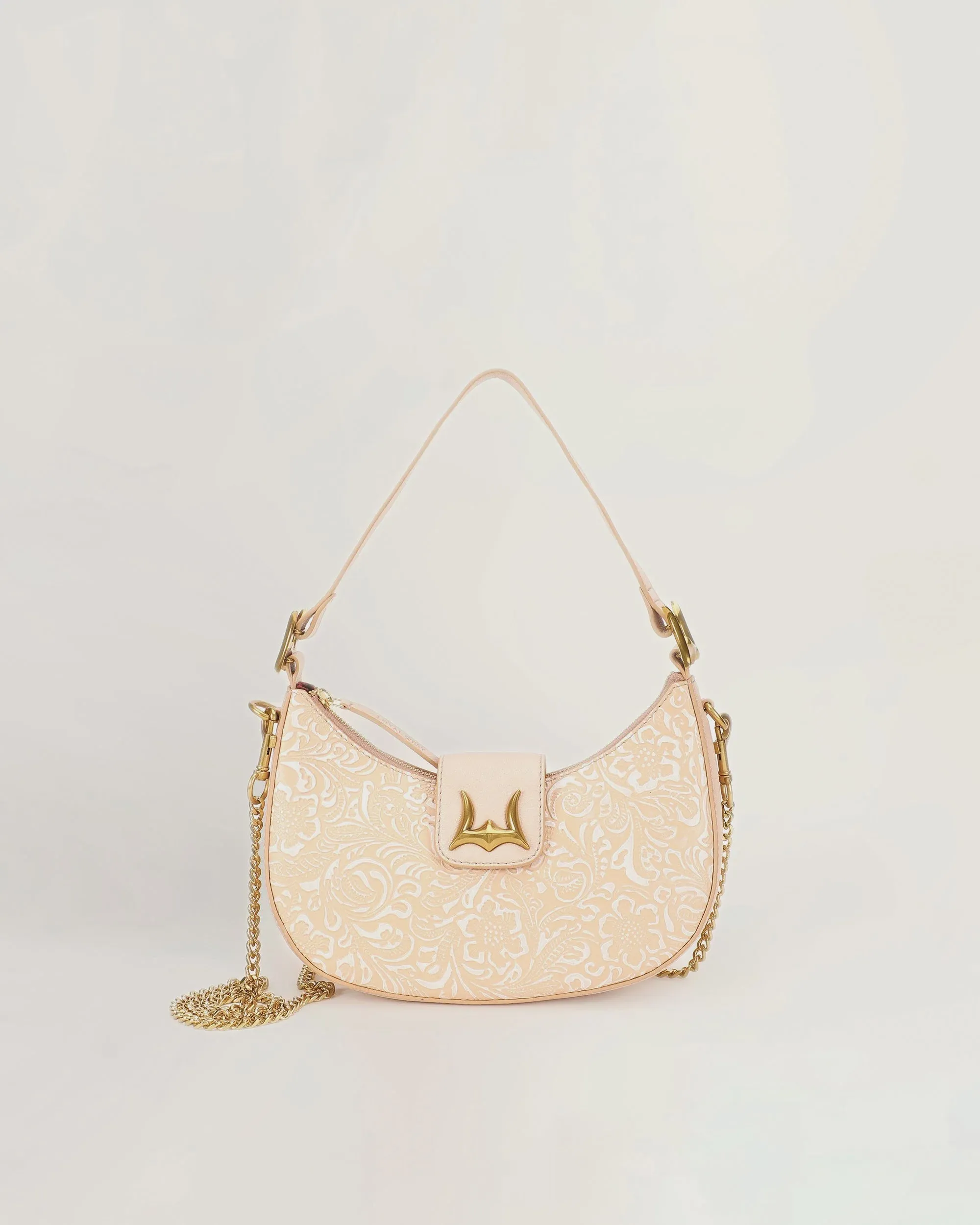 Hobo Medium Purse - Beige Floral Leather