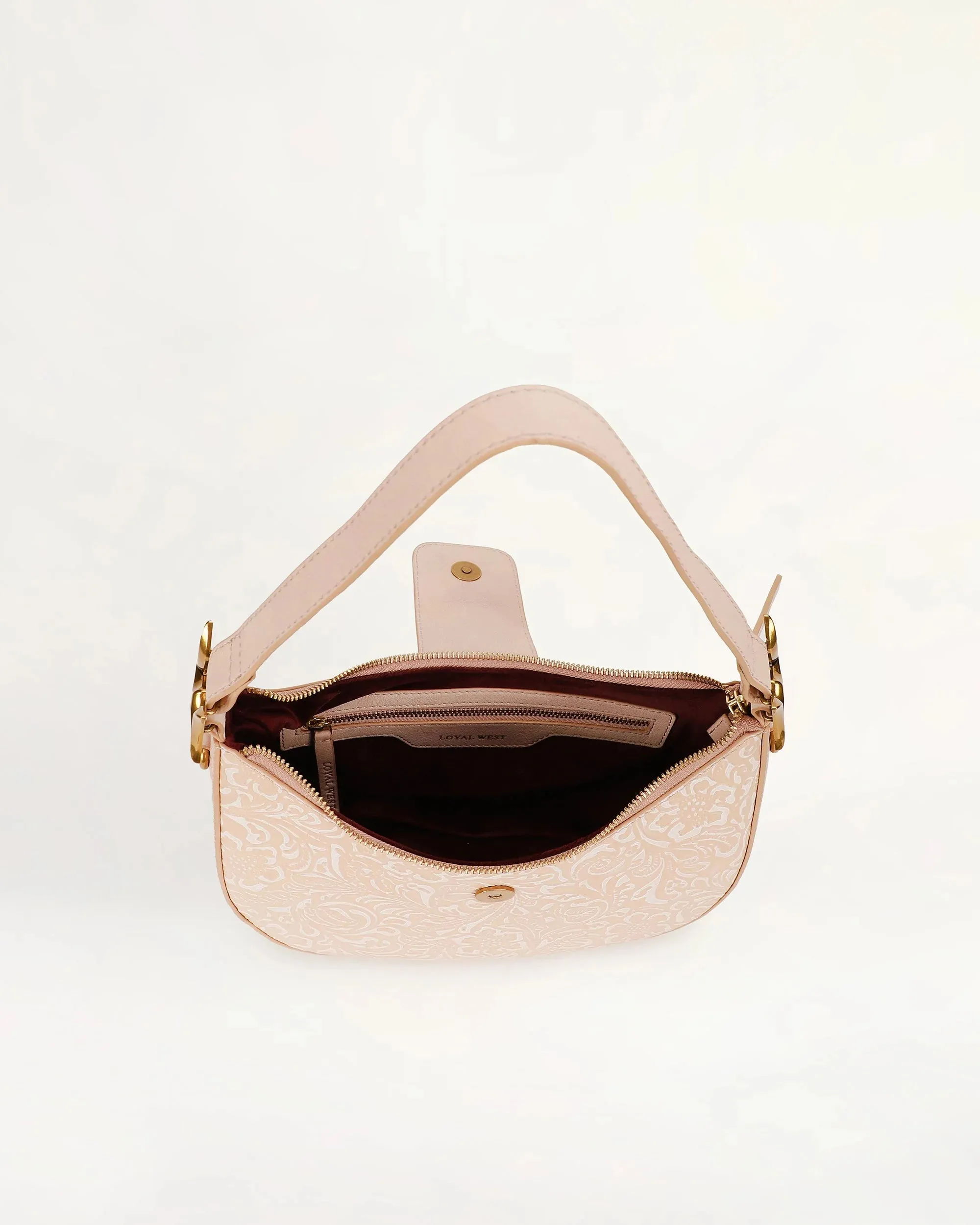 Hobo Medium Purse - Beige Floral Leather
