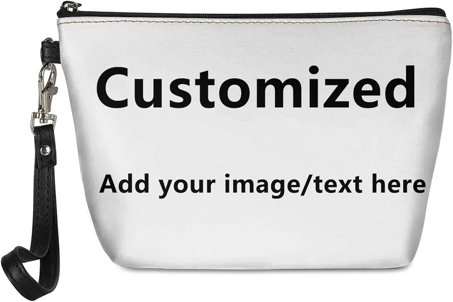 HUGS IDEA Custom Add Your Own Image Womens Toiletry Cosmetic Makeup Bag for Travel Outdoor Shopping Clutch Bag Storage Purse