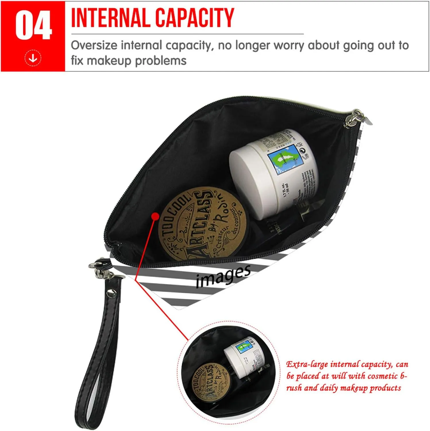 HUGS IDEA Custom Add Your Own Image Womens Toiletry Cosmetic Makeup Bag for Travel Outdoor Shopping Clutch Bag Storage Purse