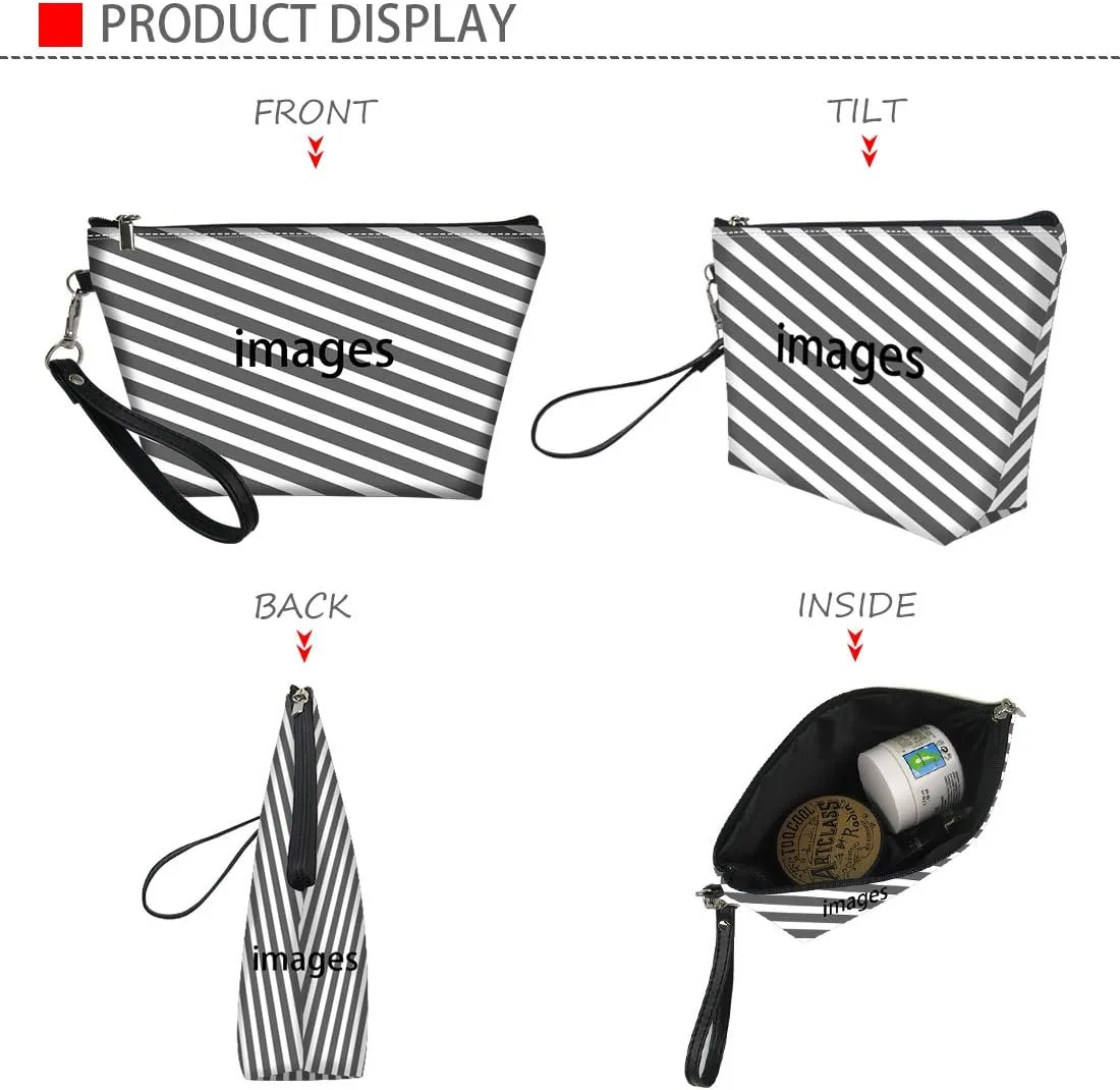 HUGS IDEA Custom Add Your Own Image Womens Toiletry Cosmetic Makeup Bag for Travel Outdoor Shopping Clutch Bag Storage Purse