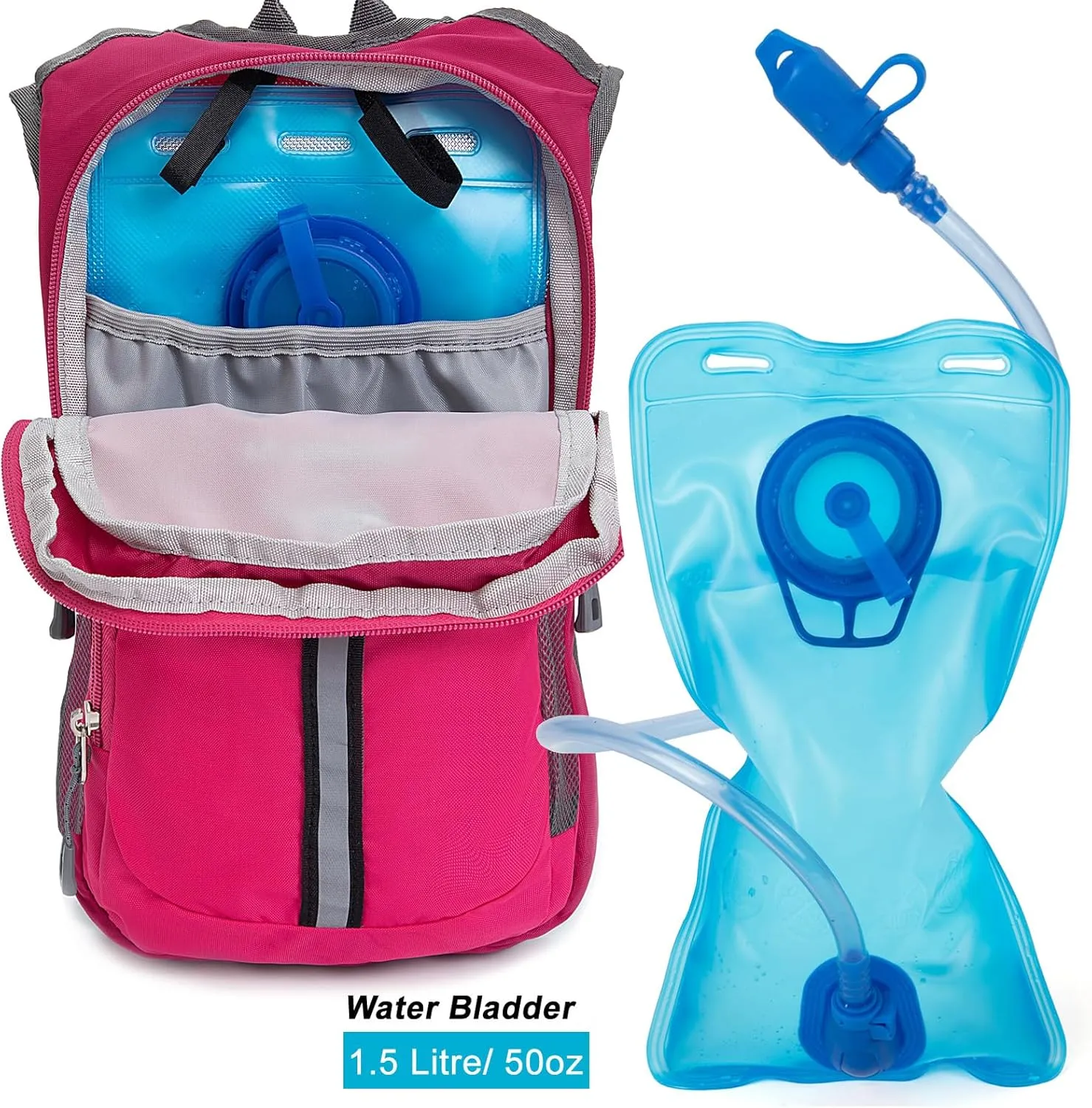Kids Hydration Backpack, Hiking Backpack for Boys or Girls with 1.5L Water Bladder