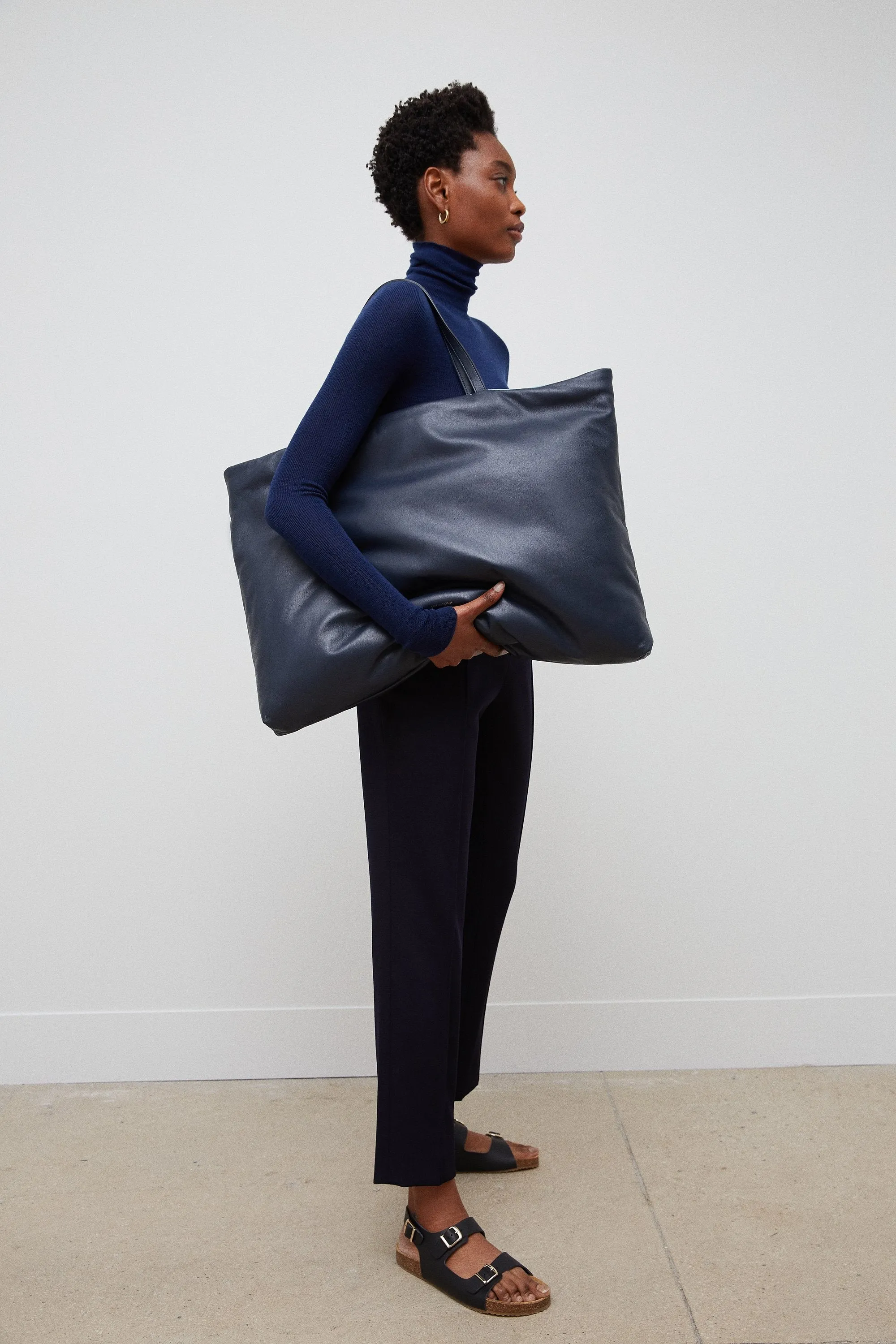 Large Reversible Pillow Tote Bag - Blu/Degas Blue
