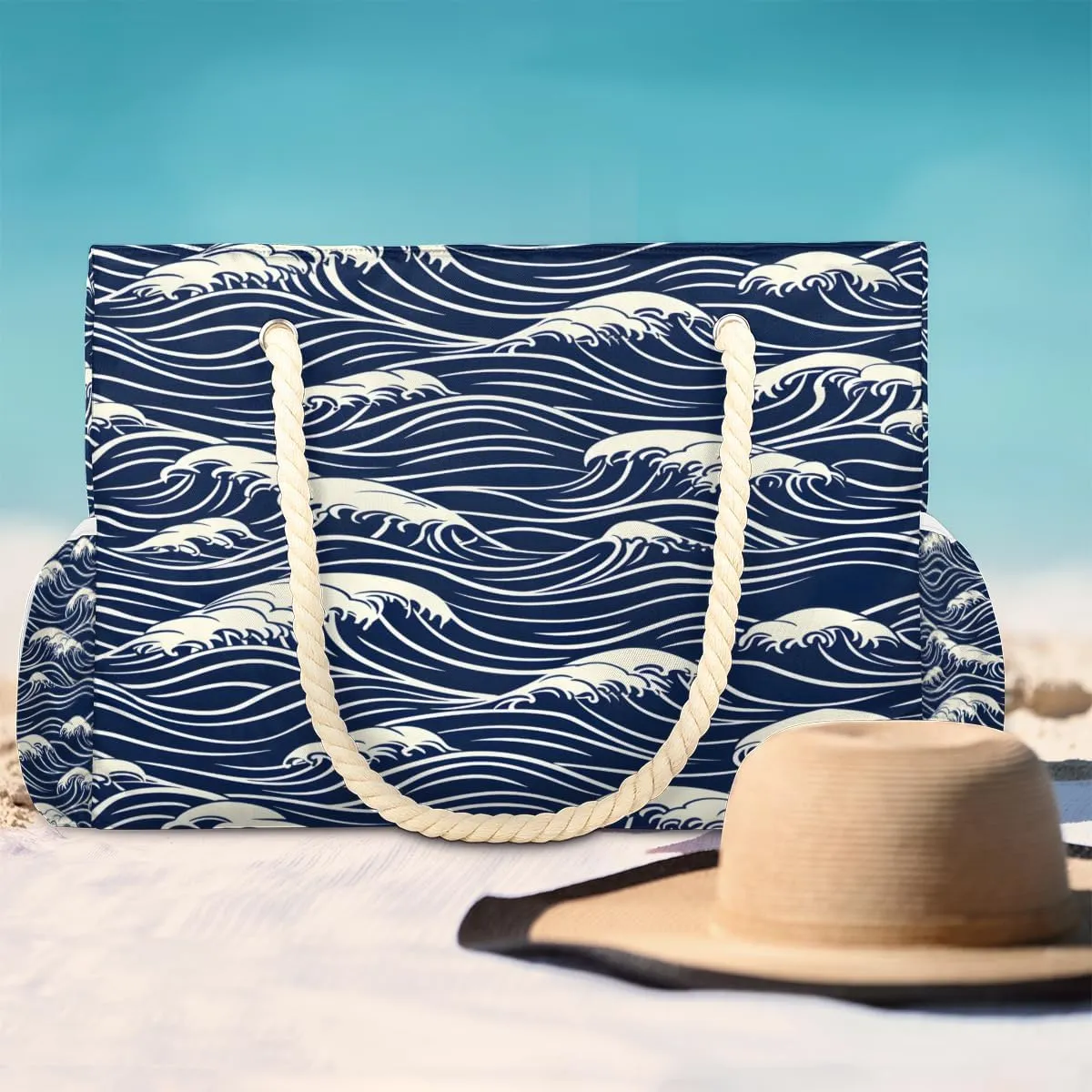 Large Tote Beach Bags for Women with Zipper Waterproof Sandproof Swim Pool Grocery Gym Travel Bag