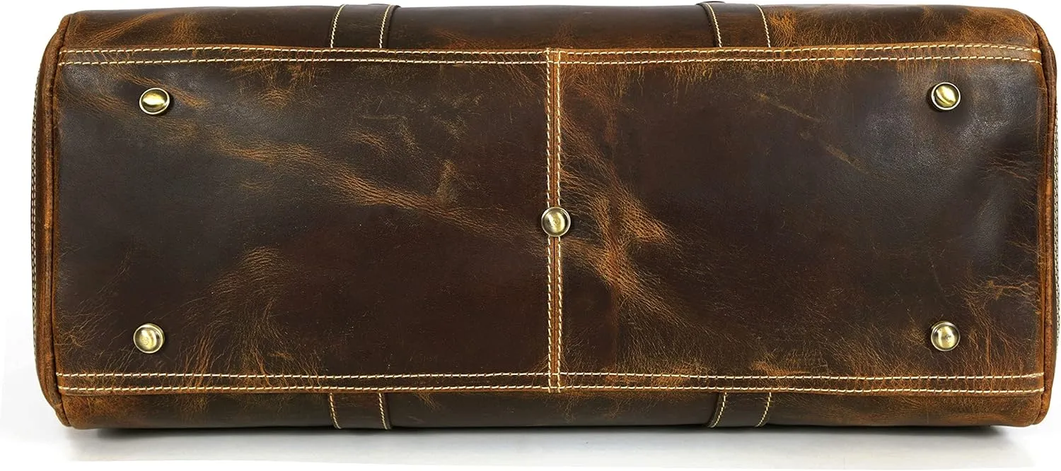Leather Duffel Bag for Men & Women Travel, Weekend, Overnight, Gym Bag