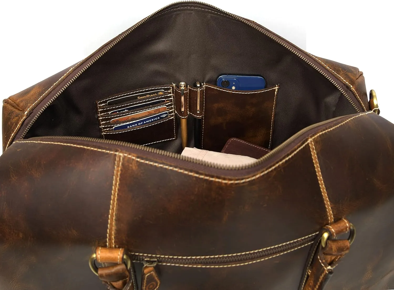 Leather Duffel Bag for Men & Women Travel, Weekend, Overnight, Gym Bag