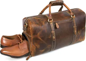 Leather Duffel Bag for Men & Women Travel, Weekend, Overnight, Gym Bag