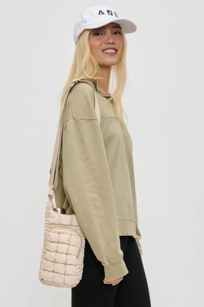 Let It Flow Quilted Puffer Crossbody - Cream
