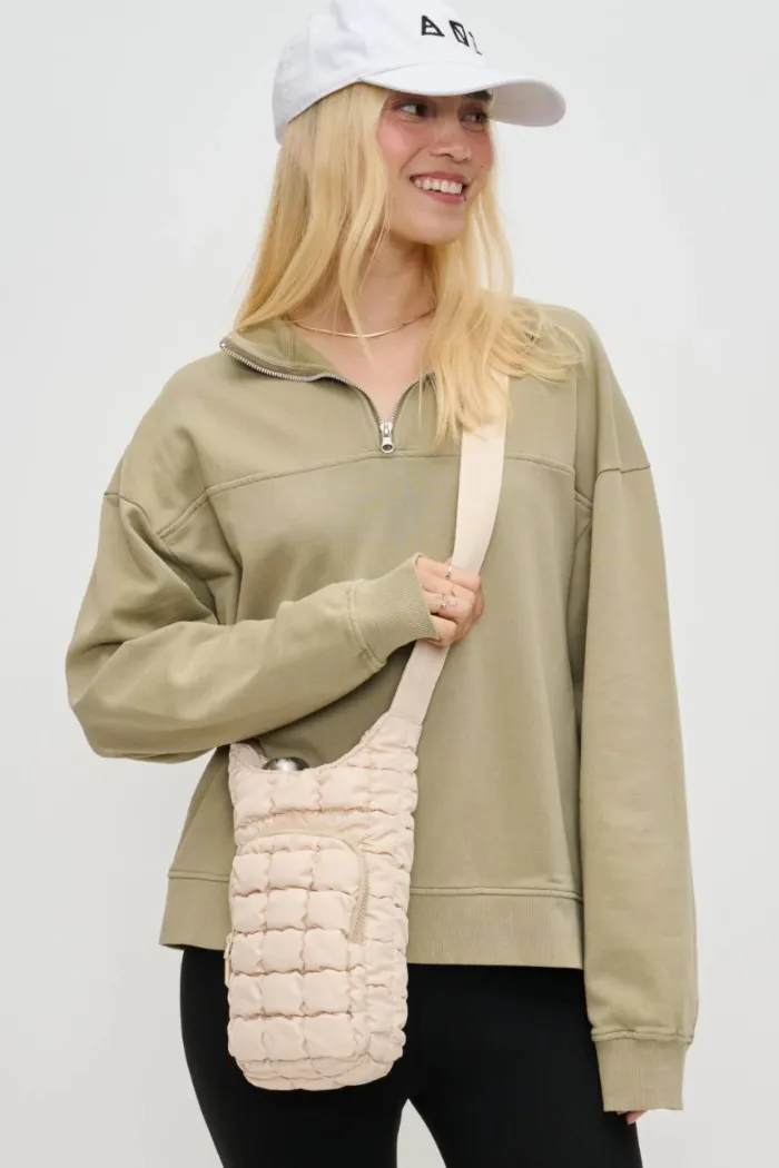 Let It Flow Quilted Puffer Crossbody - Cream