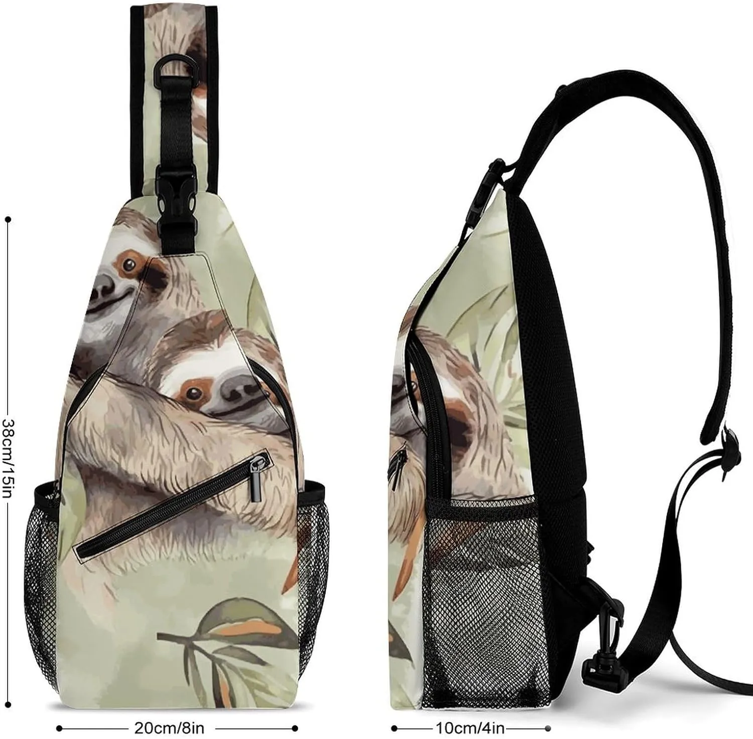 Lightweight Chest Bag Crossbody Bag Watercolor Sloth Sling Backpack for Women Men Sports Travel