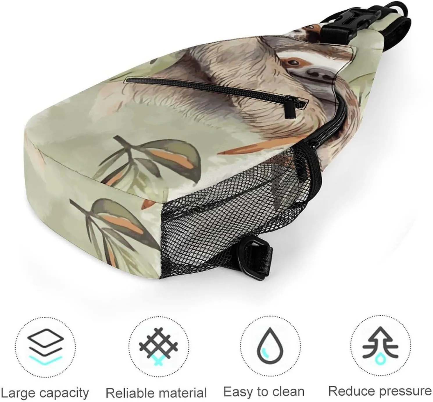 Lightweight Chest Bag Crossbody Bag Watercolor Sloth Sling Backpack for Women Men Sports Travel