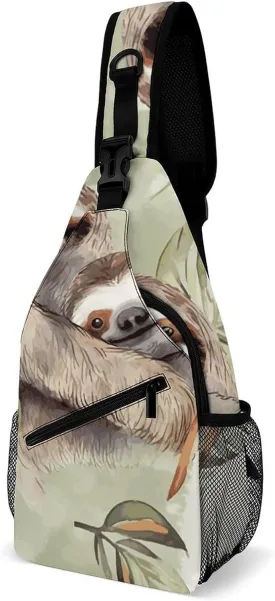Lightweight Chest Bag Crossbody Bag Watercolor Sloth Sling Backpack for Women Men Sports Travel
