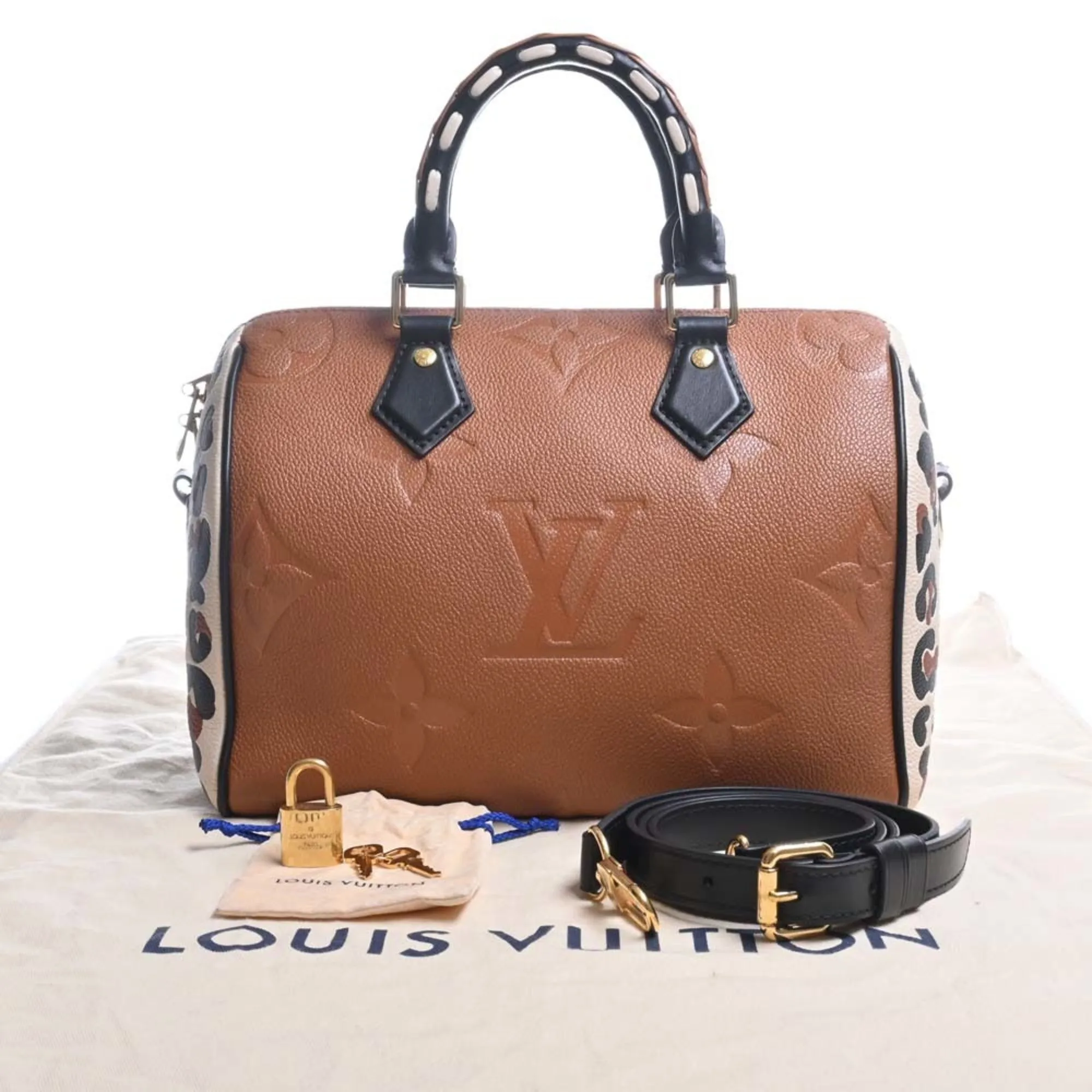 LOUIS VUITTON Empreinte Wild at Heart Speedy Bandouliere 25 Handbag Boston Bag M45840 Brown/Black Ladies