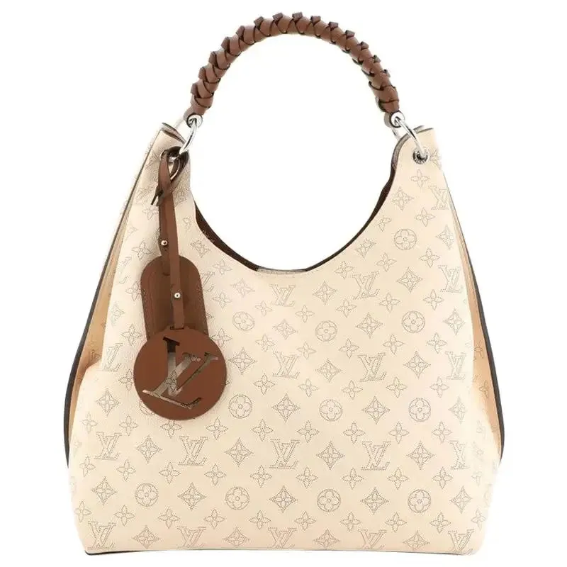 LOUIS VUITTON MONOGRAM CARMEL MAHINA HOBO BAG-PEACH/ IVORY