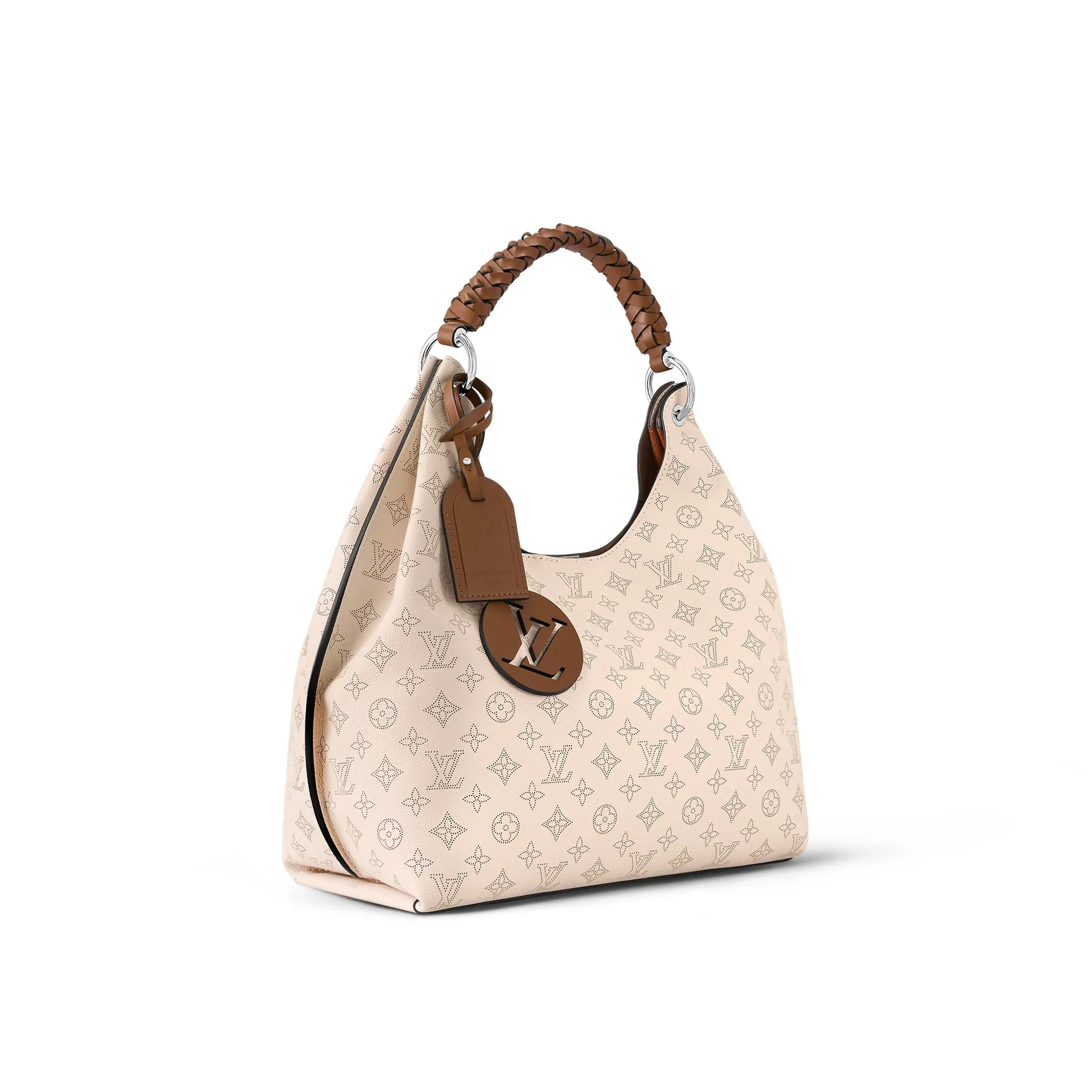 LOUIS VUITTON MONOGRAM CARMEL MAHINA HOBO BAG-PEACH/ IVORY