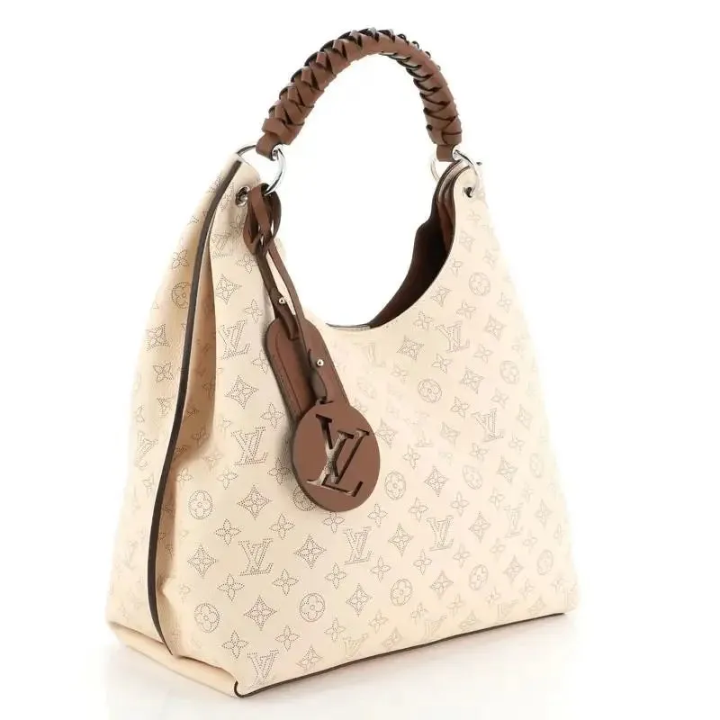 LOUIS VUITTON MONOGRAM CARMEL MAHINA HOBO BAG-PEACH/ IVORY