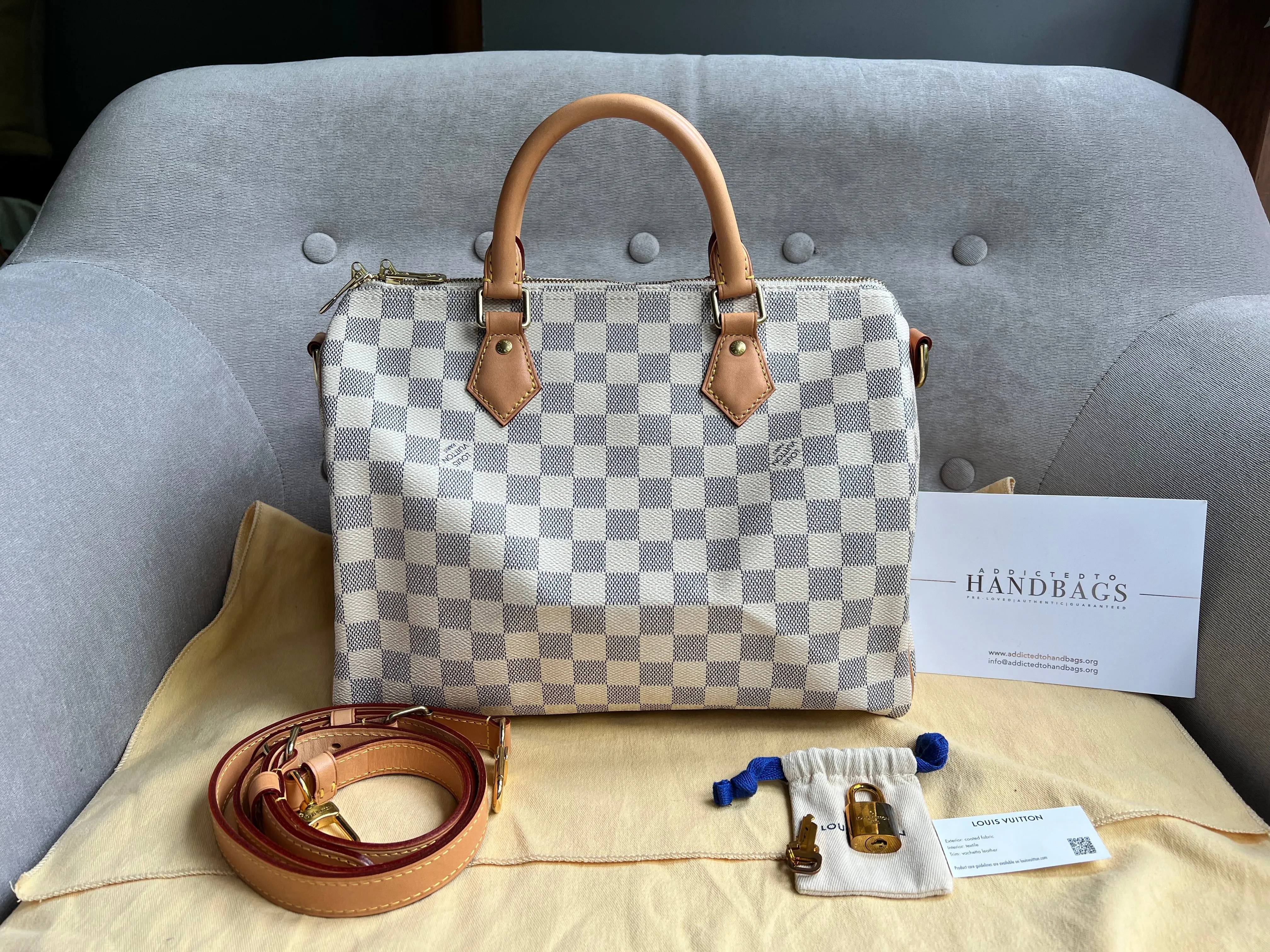 Louis Vuitton Speedy Bandouliere 30 Damier Azur (RRP £1470)