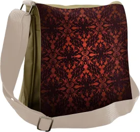 Lunarable Victorian Messenger Bag, Victorian Flowers Ivy, Unisex Cross-body