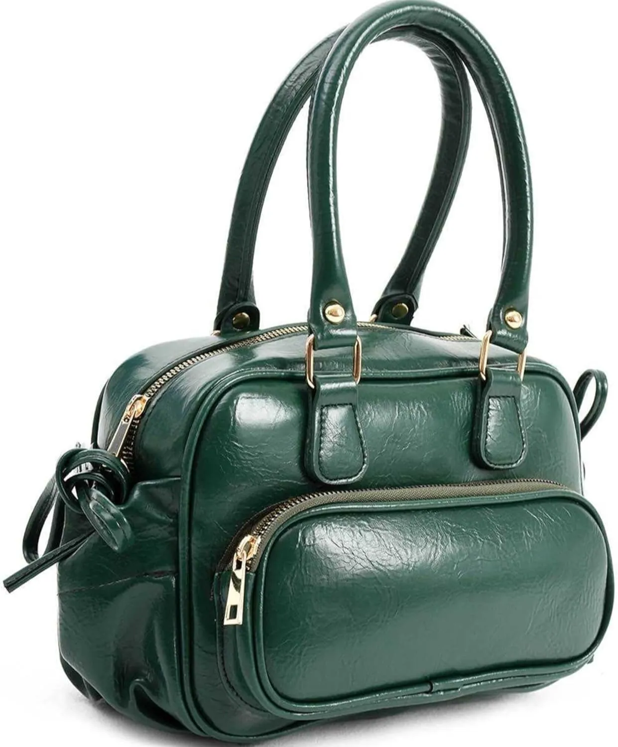 MOON CANTA Women's Small Shoulder Bag  Dual Zipper, Gold Hardware, Adjustable Strap