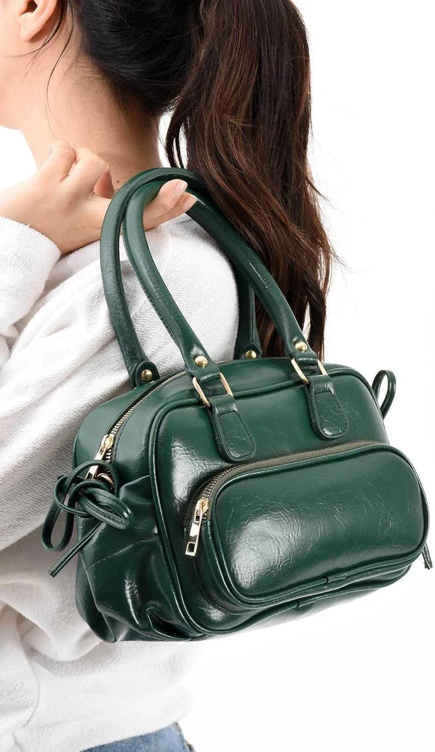 MOON CANTA Women's Small Shoulder Bag  Dual Zipper, Gold Hardware, Adjustable Strap