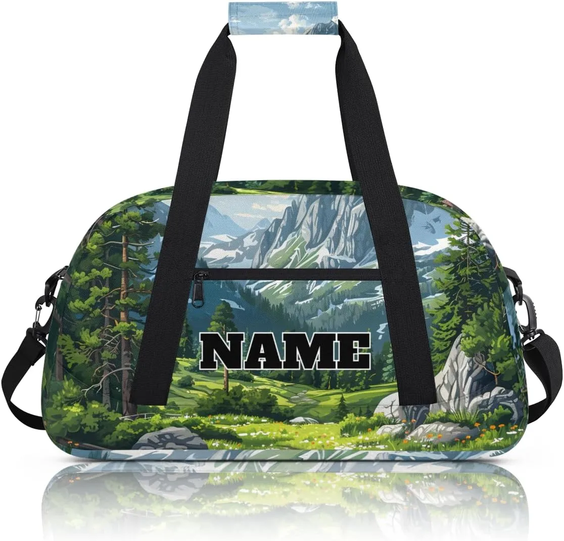 Mountain Forest Custom Ballet Dance Bag Rustic Woodland Personalised Sport Gym Bag for Travel, Duffel, Weekender