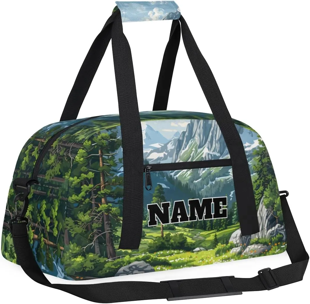 Mountain Forest Custom Ballet Dance Bag Rustic Woodland Personalised Sport Gym Bag for Travel, Duffel, Weekender