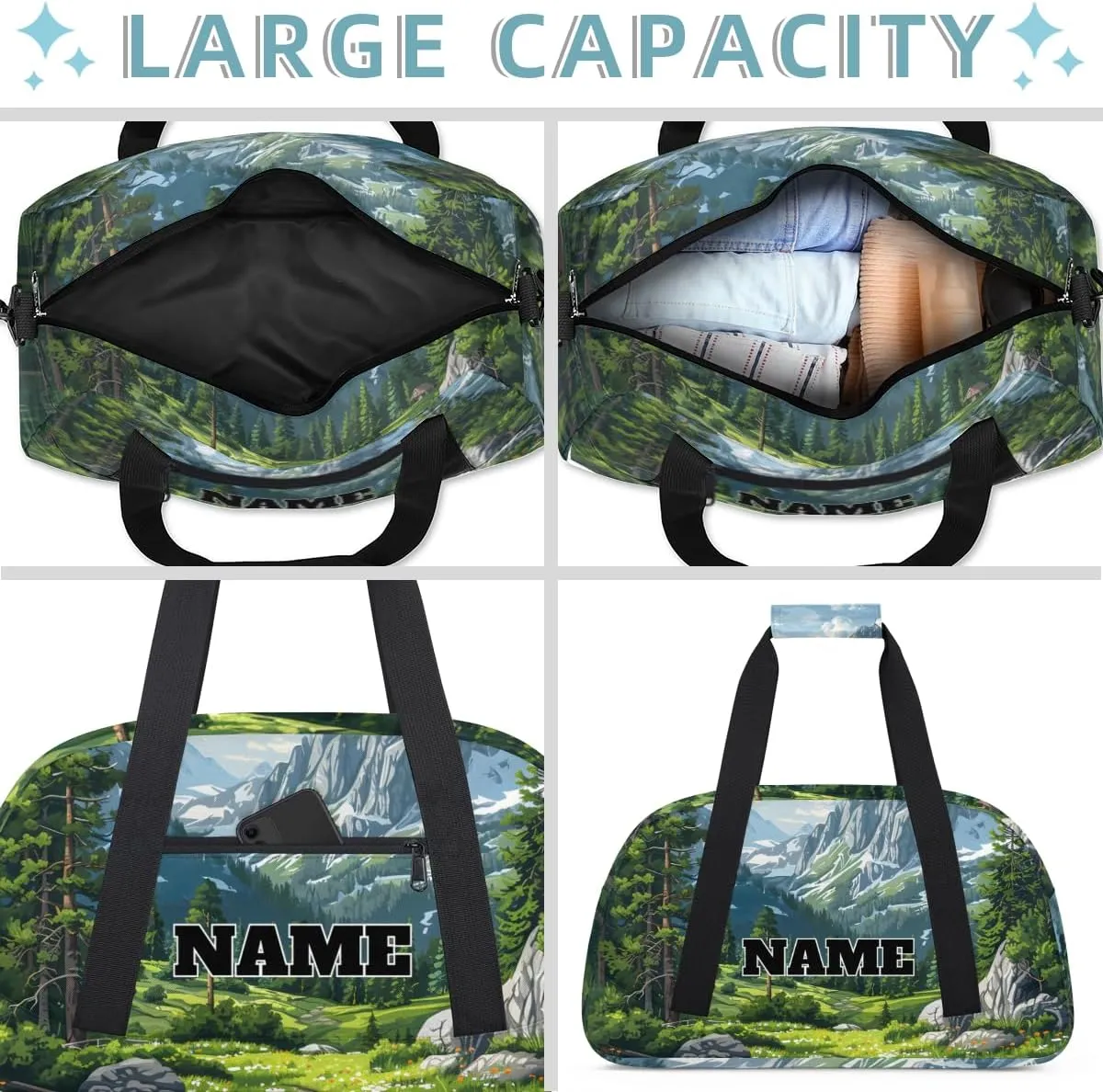 Mountain Forest Custom Ballet Dance Bag Rustic Woodland Personalised Sport Gym Bag for Travel, Duffel, Weekender