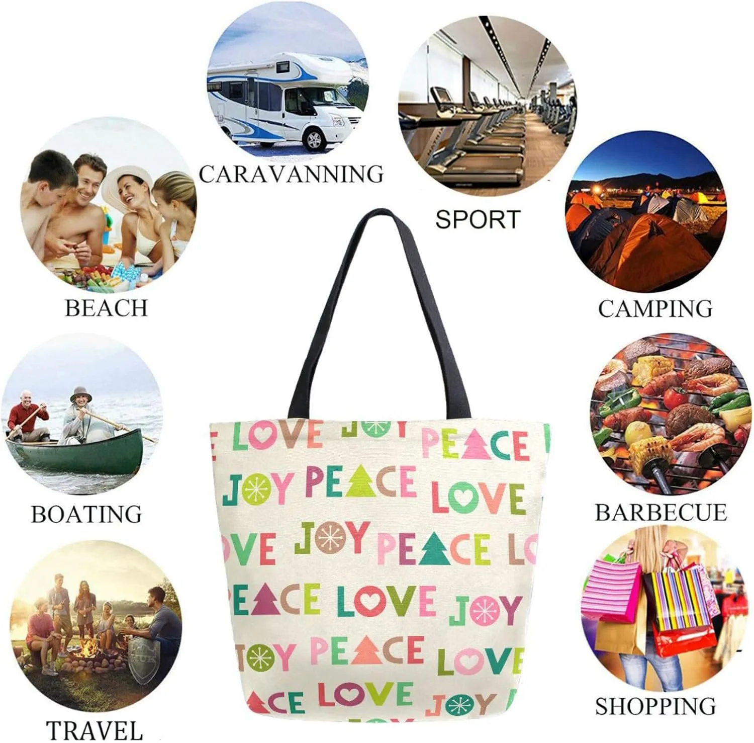 Naanle Cute Pattern Print Big Hand Bag Extra Large Shoulder Tote Bag for Beach Travel Weekender Gym Grocery Shopping