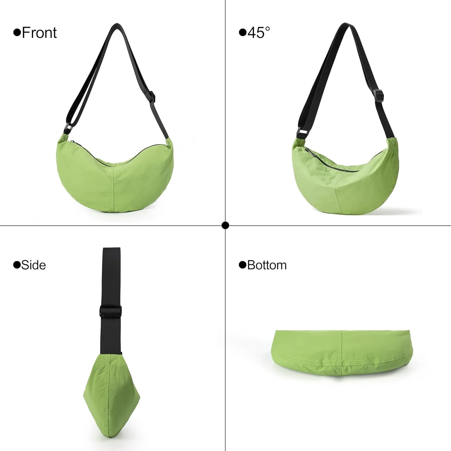 Nylon Crossbody Bag For Women Men Casual Lightweight Crescent Shoulder Hobo Purse With Wide Adjustable Strap