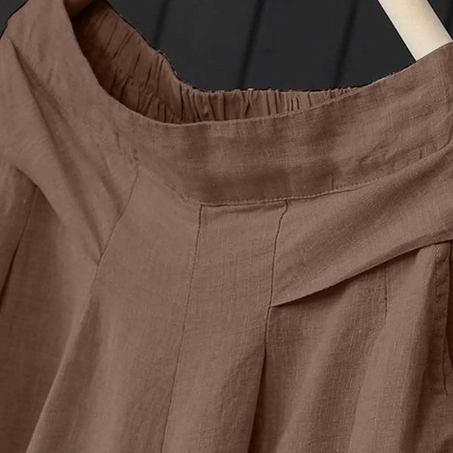 PTOLOCIF Cotton Linen Pants for Women Summer Drawstring Wide Leg Pants Loose Casual Cotton Linen Palazzo Pant with Pockets