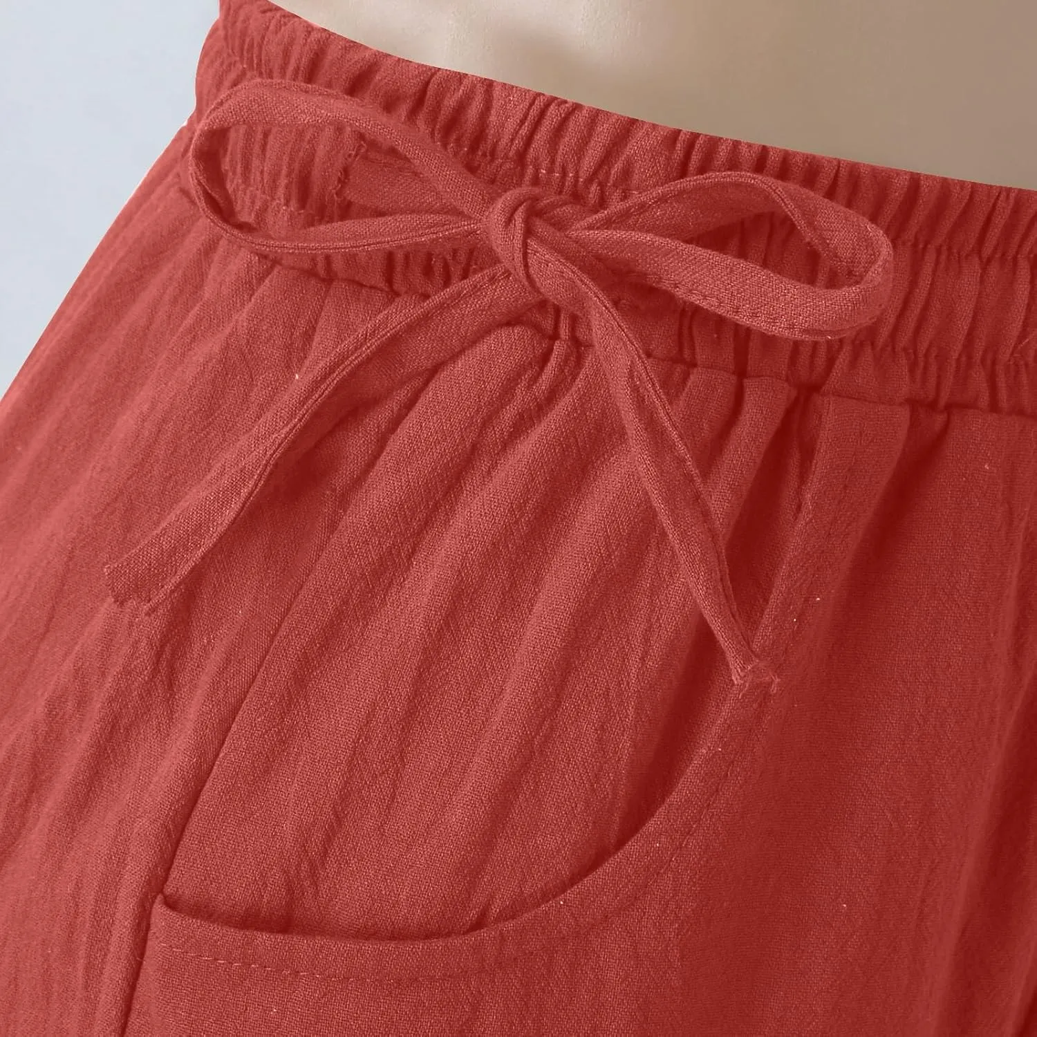 PTOLOCIF Womens Casual Linen Pants High Waisted Long Palazzo Pants Wide Leg Cotton Linen Lounge Pant Trousers with Pockets