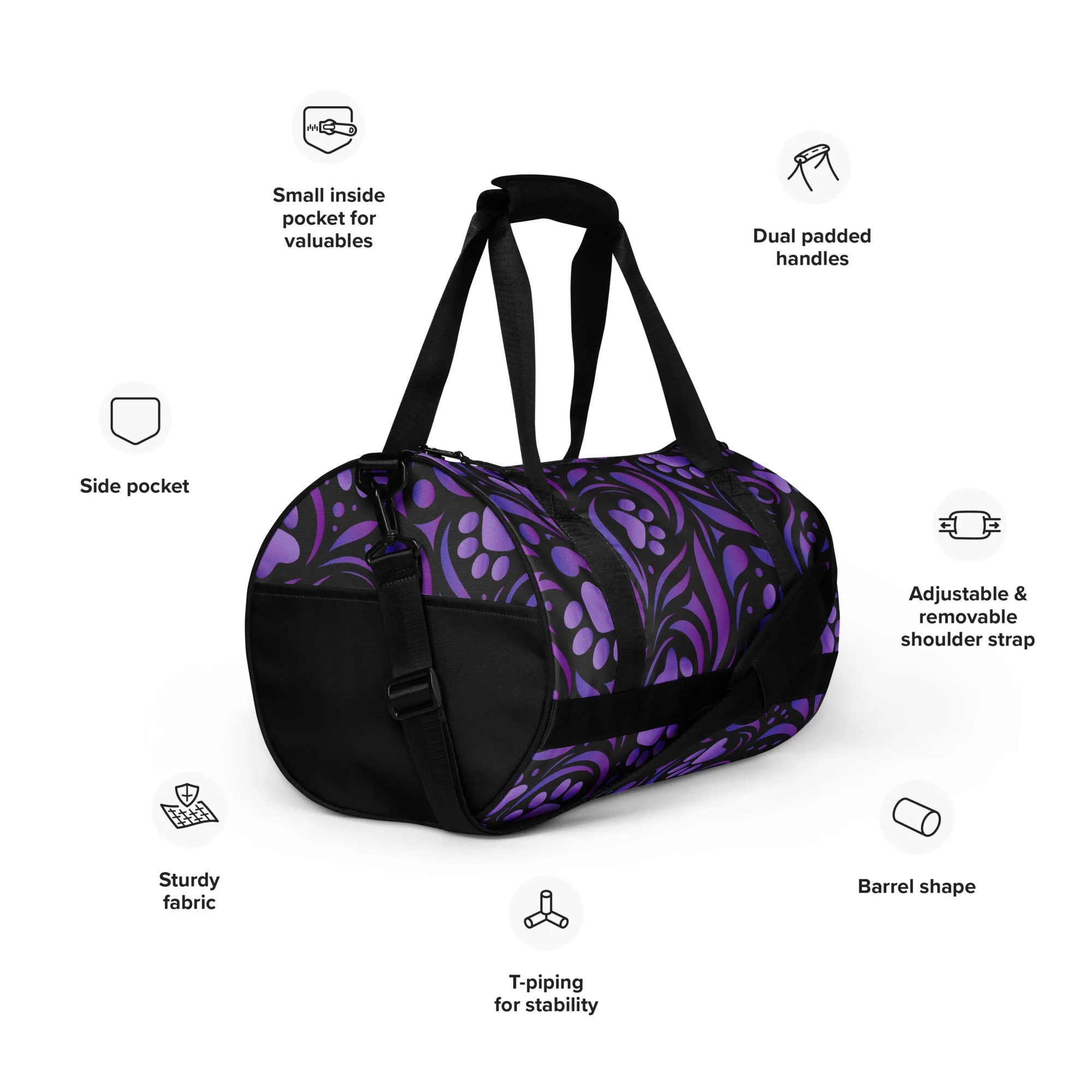 Purple Paw Symphony Duffel Bag