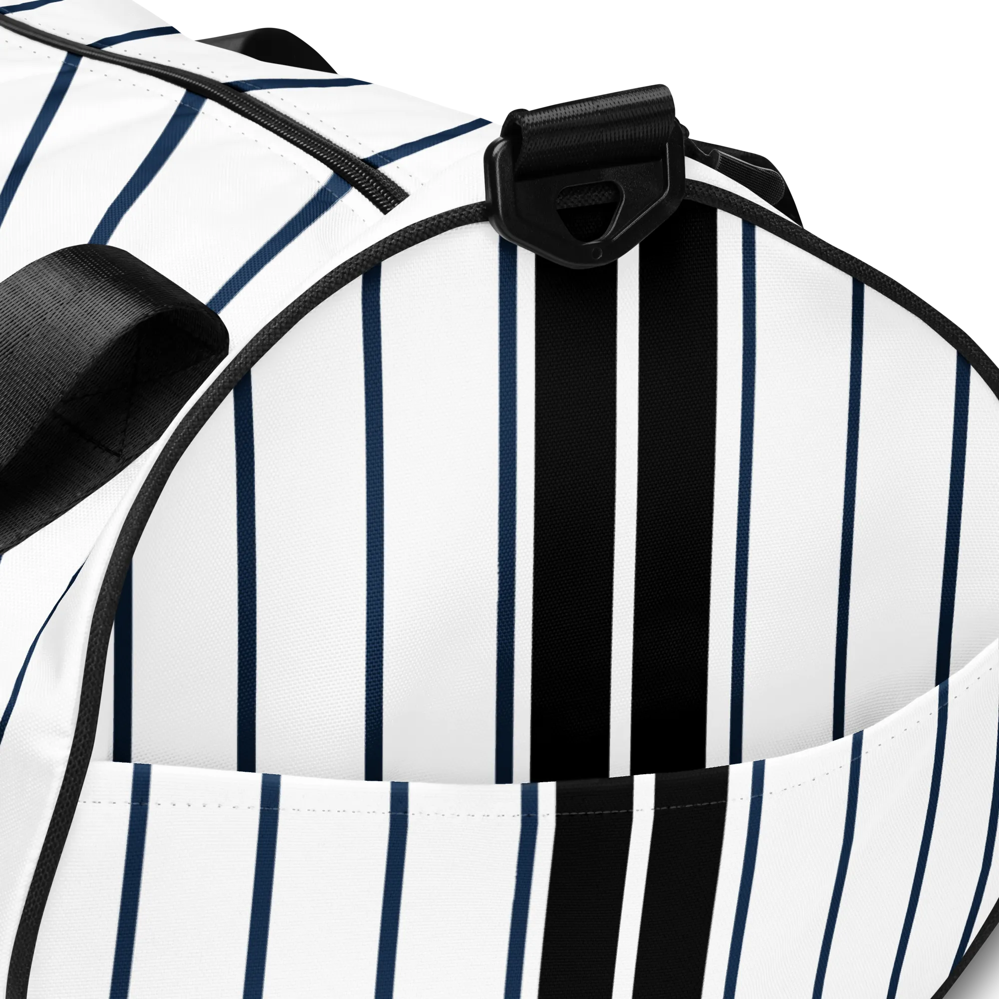 ROYAL Team Iconic. Athletix Mini Duffle Gym Bag Pinstripe Wh and Navy