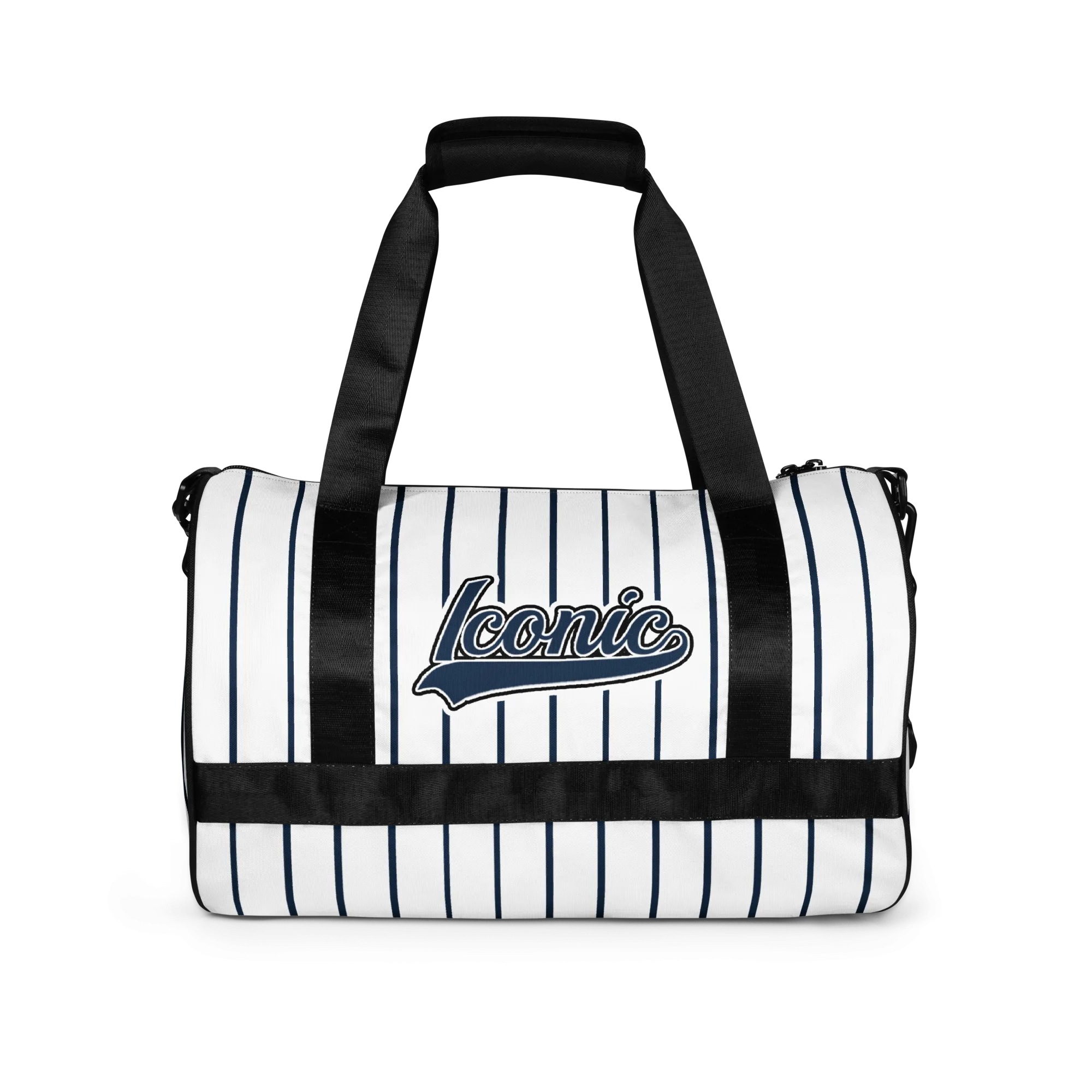 ROYAL Team Iconic. Athletix Mini Duffle Gym Bag Pinstripe Wh and Navy
