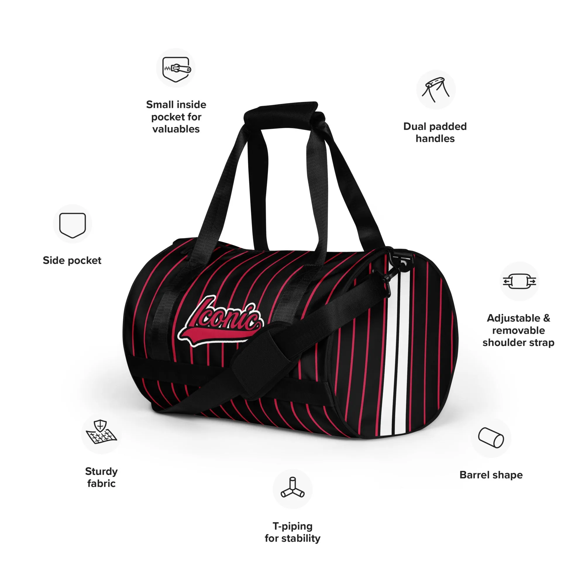 ROYAL Team Iconic. Athletix Mini Duffle Gym Bag Pinstripe