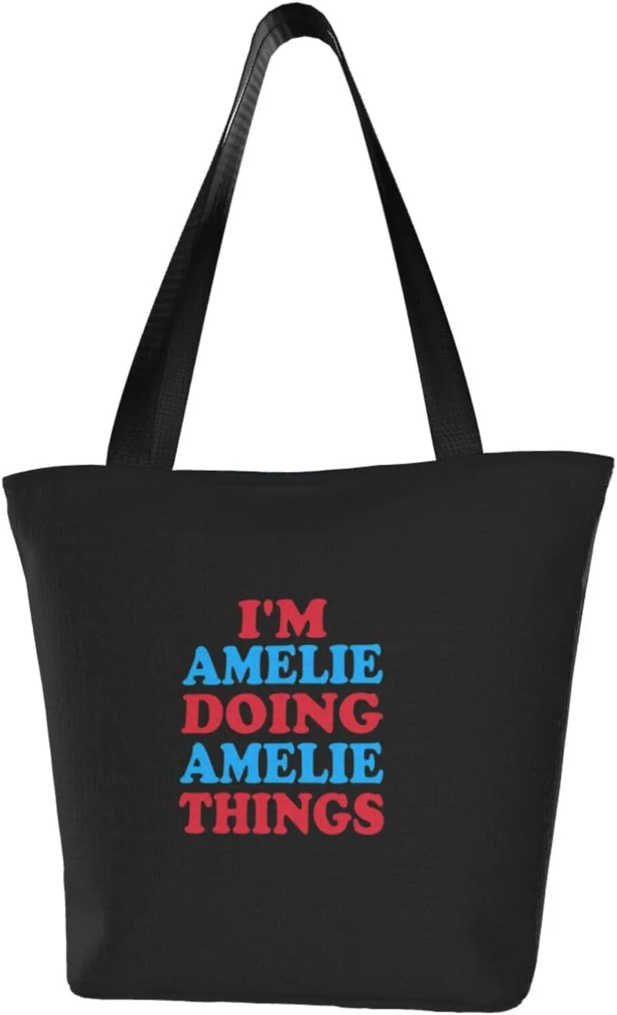 Rqwaaed I'm Amelie Doing Amelie Things Women'S Casual One Shoulder Carry Shopping Bag Large Capacity Working Storage Handbag
