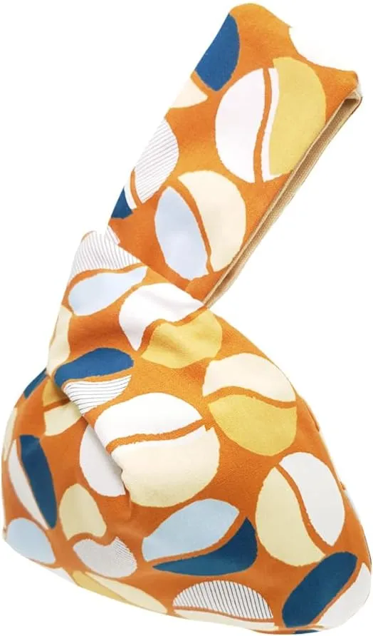 Stylish Cotton Japanese Pattern Wrist Bag Sleeve Knot Pouch Portable Canvas Tote Purse for Female, Women