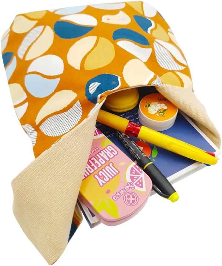 Stylish Cotton Japanese Pattern Wrist Bag Sleeve Knot Pouch Portable Canvas Tote Purse for Female, Women